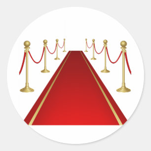 Sticker Rond Entrée sur tapis rouge avec barrières dorées