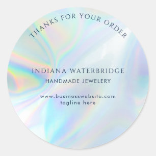 Sticker Rond Entreprise Artisanale Moderne Merci Iridescent