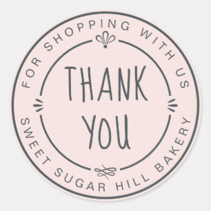 Sticker Rond Entreprise Artisanale Remerciements Rose Pâle