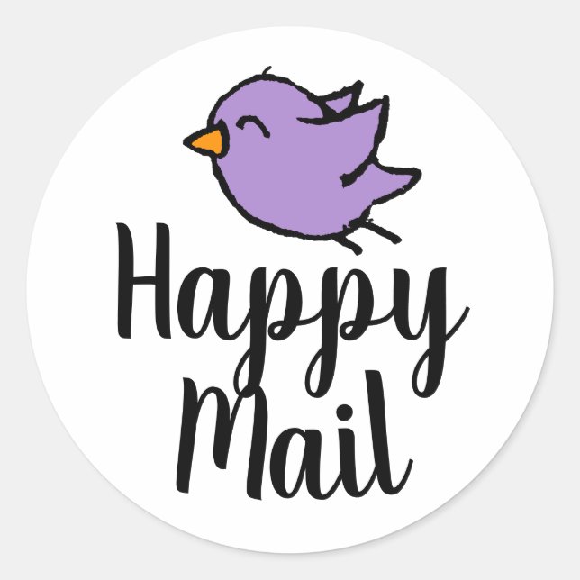 Sticker Rond Entreprise de courrier heureux - Oiseau mignon (Devant)
