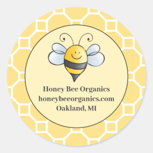 Sticker Rond Entreprise de miel de bourdon mignon jaune