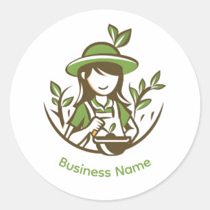 Sticker Rond Entreprise de plantes de jardin Jardinier personna