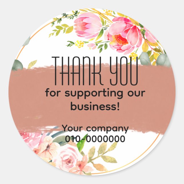 Sticker Rond Entreprise florale modifiable, Mariage, Classique  (Devant)