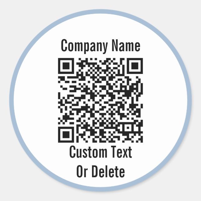 Sticker Rond Entreprise Noir Blanc Bébé Bleu QR Code Votre text (Devant)