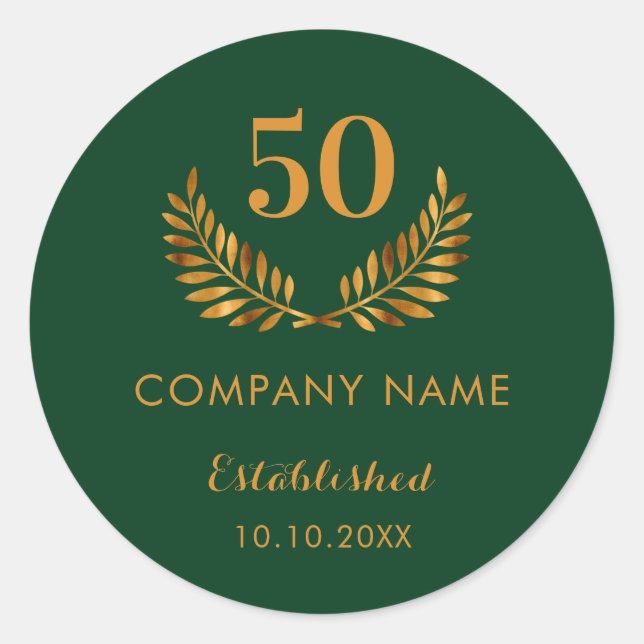 Sticker Rond Entreprise verte nom établi année (Devant)
