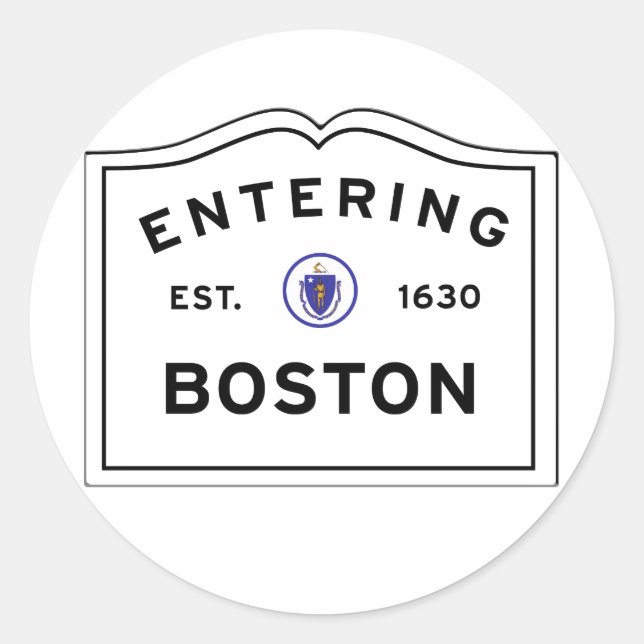 Sticker Rond Entrer dans la ville de Boston mA (Devant)