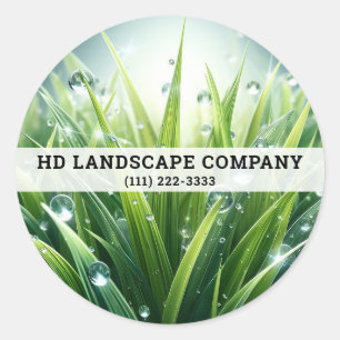 Sticker Rond Entretien de pelouse gouttes d'eau herbe verte Pay