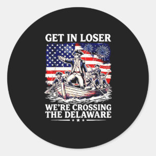 Sticker Rond Entrez en traversant le Delaware le 4 juillet patr