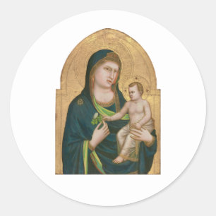 STICKER ROND ENVELOPE SEAL : MADONNA & ENFANT : GIOTTO : 1337