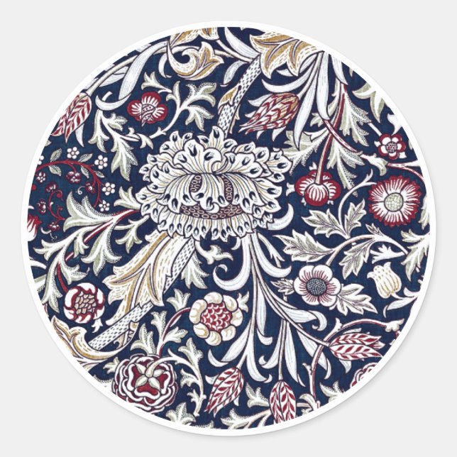 STICKER ROND ENVELOPE SEAL : WILLIAM MORRIS : CONCEPTION TENTE (Devant)