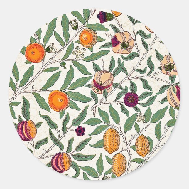 STICKER ROND ENVELOPE SEAL WILLIAM MORRIS : POMEGRANATES (Devant)