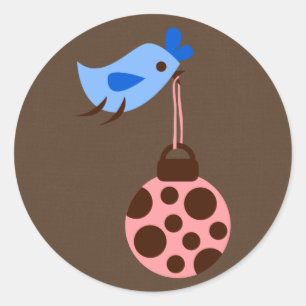 Sticker Rond Enveloppe 20 - 1,5" Oiseau bleu phoque / Orna de N