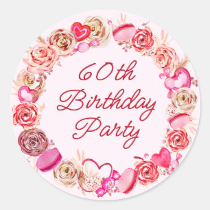 Sticker Rond Enveloppe à cœur tourbillonnant rose pour 60e anni