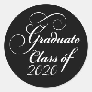 Sticker Rond Enveloppe blanche noire élégante 2020