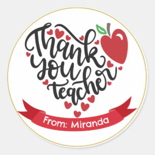 Sticker Rond Enveloppe cadeau de l'enseignant de Merci personna