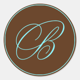 Sticker Rond Enveloppe Chocolat Sceau Et Mariage Monogramme Ble