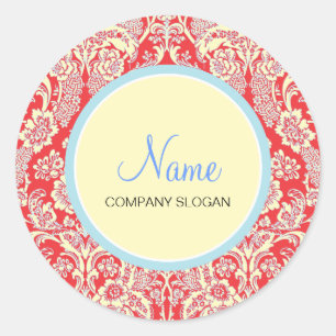 Sticker Rond Enveloppe Damas rouge Sceau de marchandises