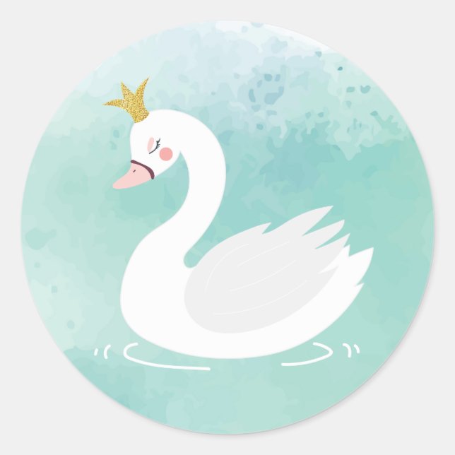 Sticker Rond Enveloppe d'anniversaire de la princesse de cygne  (Devant)