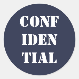 Sticker Rond Enveloppe de bureau confidentielle bleu foncé et b