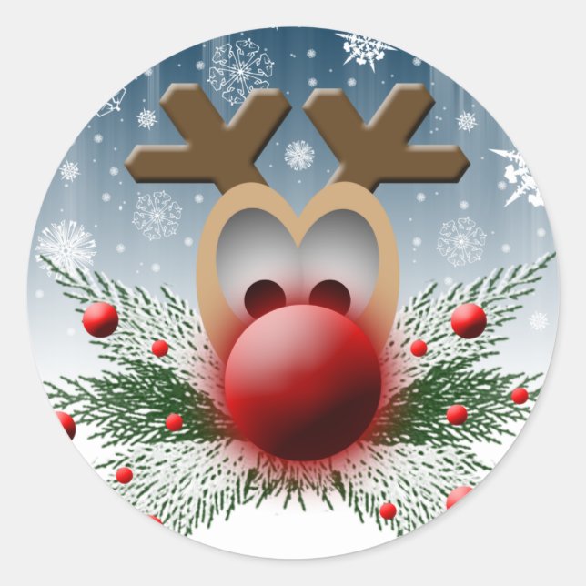 Sticker Rond Enveloppe de cartes de Noël Reindeer (Devant)