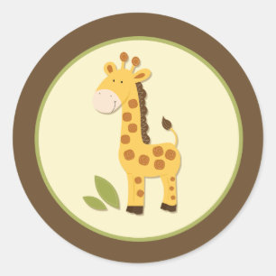Sticker Rond Enveloppe de girafe adorable Phoques ou Toppers