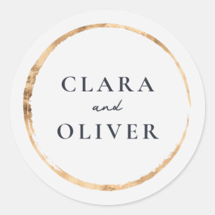 Sticker Rond Enveloppe de mariage Charcoal Gold Provence Monogr