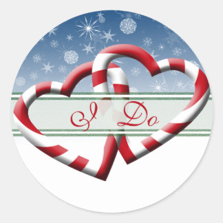 Sticker Rond Enveloppe de mariage d'hiver sceaux que je fais