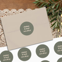 Enveloppe de mariage rétro vert sauge minimaliste