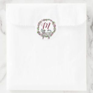 Sticker Rond Enveloppe de monogramme de chats gris