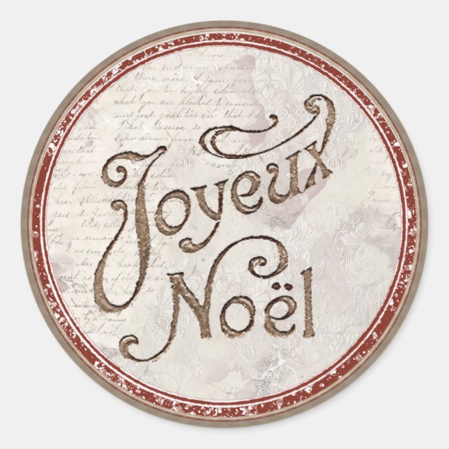 Sticker Rond Enveloppe de Noël Joyeux Noel (Devant)