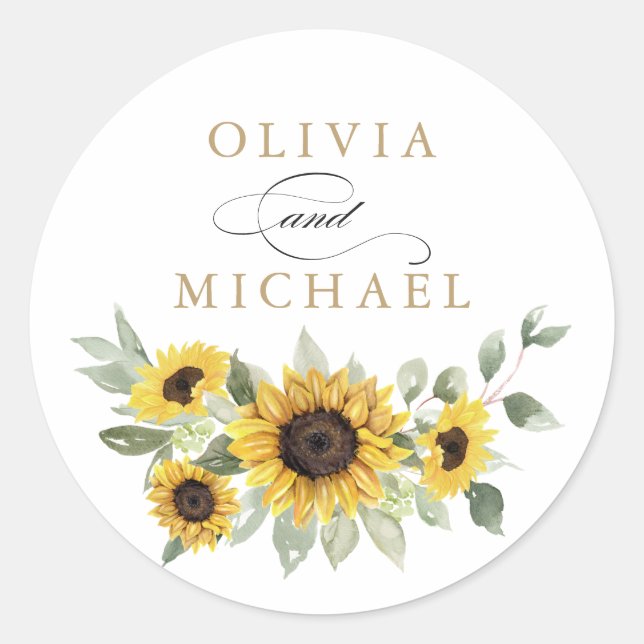 Sticker Rond Enveloppe de tournesol vert Olive Eucalyptus (Devant)
