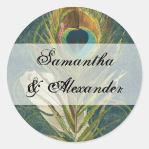 Sticker Rond Enveloppe en plumes de paon magnétique - Phoques o