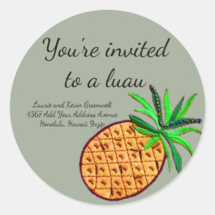 Sticker Rond Enveloppe Luau Pineapple Sceau Adresse de retour