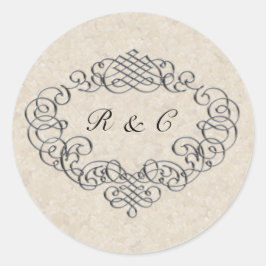 Sticker Rond Enveloppe Mariage Argent