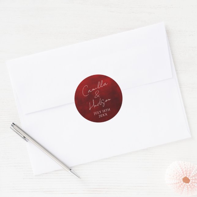 Sticker Rond Enveloppe Mariage de date de préférence de noms si (Enveloppe)