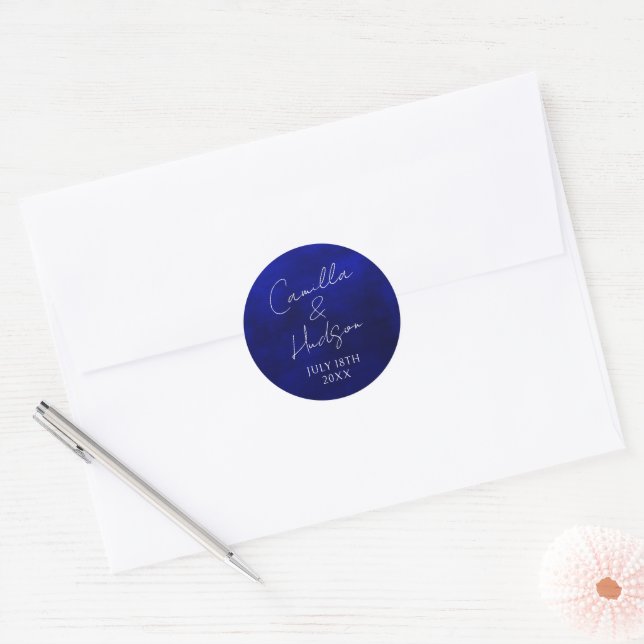Sticker Rond Enveloppe Mariage de date de préférence de noms si (Enveloppe)