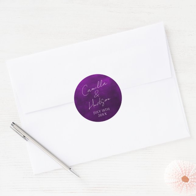Sticker Rond Enveloppe Mariage de date de préférence de noms si (Enveloppe)