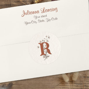 Sticker Rond Enveloppe Mariage Fleur sauvage de Terracotta Boho