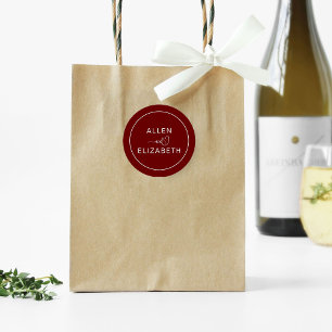 Sticker Rond Enveloppe Mariage moderne rouge foncé