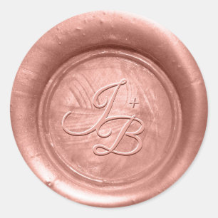 Sticker Rond Enveloppe Mariage rose pour sceau de cire d'or