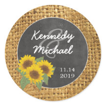 Enveloppe mariage Rustique Sunflower Burlap