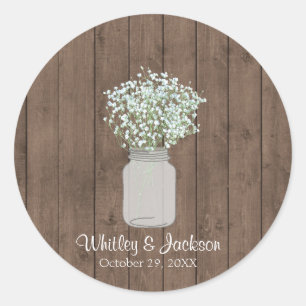 Sticker Rond Enveloppe Mason Rustique Sceau, Mariage Faveur