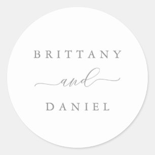 Sticker Rond Enveloppe minimaliste de Mariage de script élégant