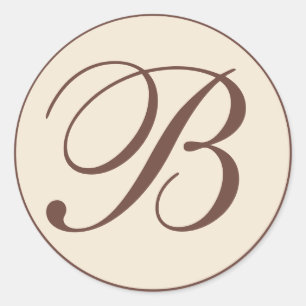 Sticker Rond Enveloppe monogramme Brown et crème