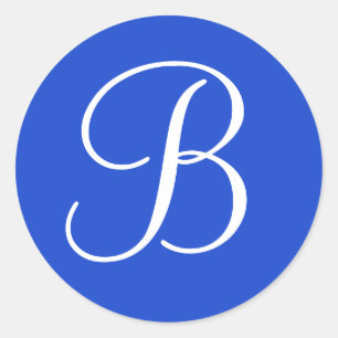 Sticker Rond Enveloppe monographique en bleu foncé et blanc