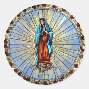 Sticker Rond Enveloppe Notre Dame de Guadalupe en verre tendu