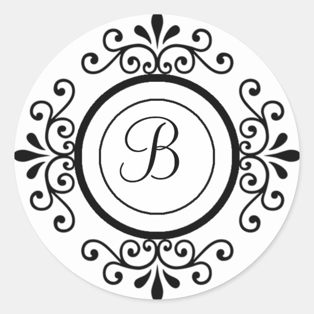 Sticker Rond Enveloppe Phoques Monogramme B Pour Invitations Ma (Devant)
