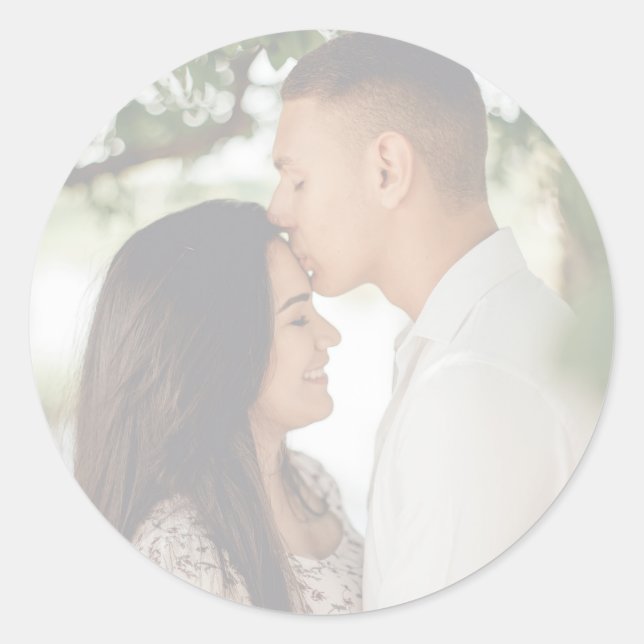 Sticker Rond Enveloppe photo Mariage fiançailles (Devant)