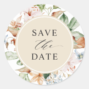 Sticker Rond Enveloppe Sceau Enregistrer la date Tons de Terre