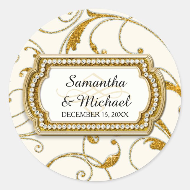 Sticker Rond Enveloppe Seal Glam Old Hollywood Regency Cravate  (Devant)